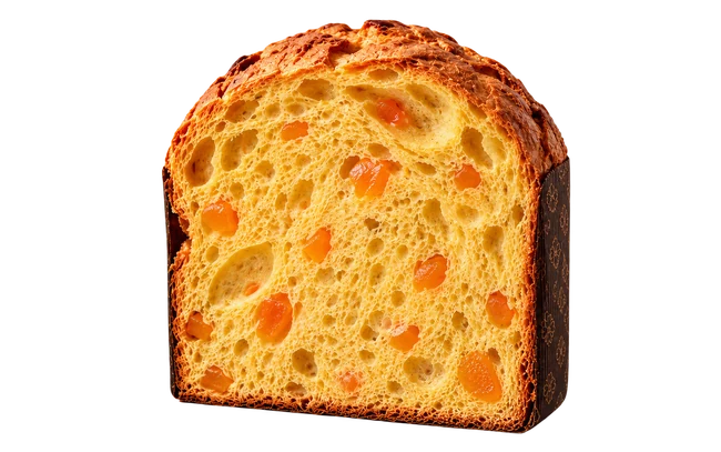Sezione del panettone all’albicocca Pellecchiella