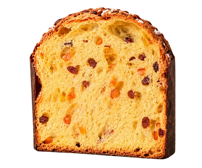 Sezione del panettone Classico con arancia candita e uvetta