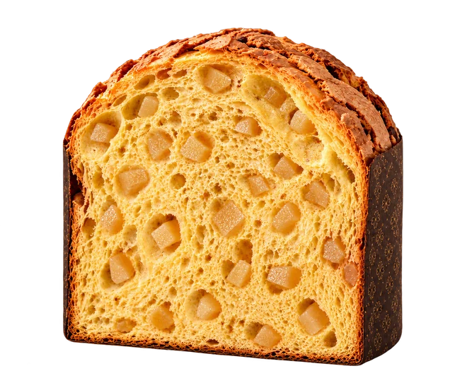 Sezione del panettone alla mela e cannella